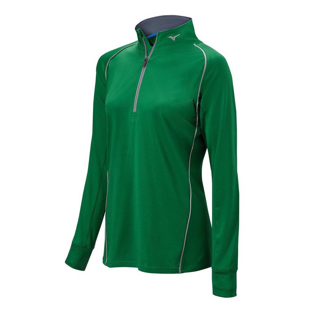 Mizuno Comp 1/2 Zip Long Sleeve - Bayan Pullover - Yeşil Türkiye (NYCBAO-598)